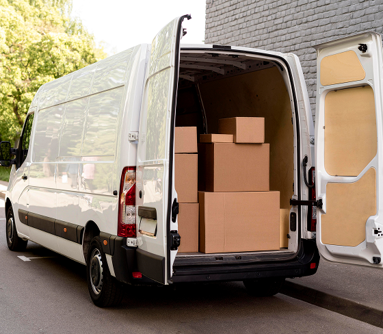 Delivery van with parcels